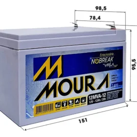 Bateria Estacionária Moura VRLA ( AGM ) 12V – 12Ah – 12MVA-12